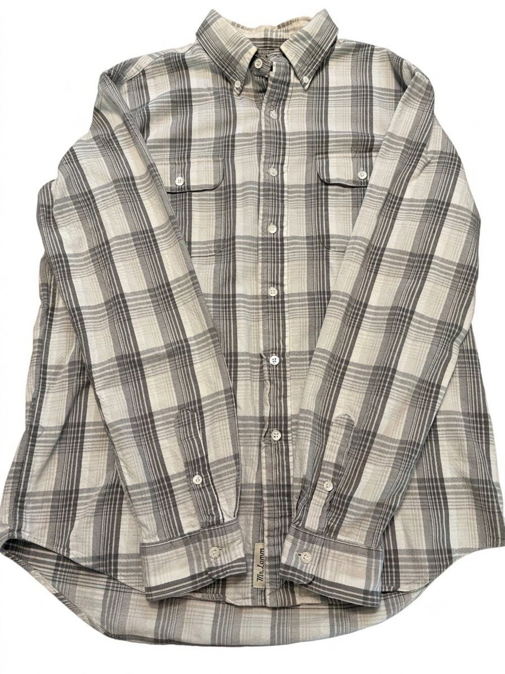 Ralph Lauren Plaid Workwear Shirt Men’s L 2 Flap Pocket Mr Lamm Tag Grey